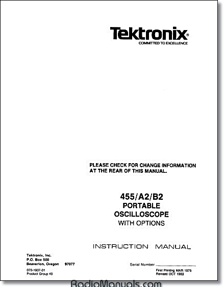 Tektronix 455 Instruction Manual Tektronix 455 Instruction Manual